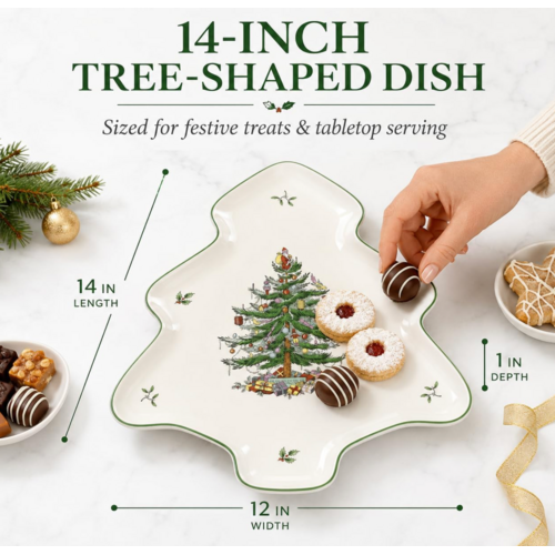 Spode Christmas Tree Dish Tree Shaped 14 Inch
