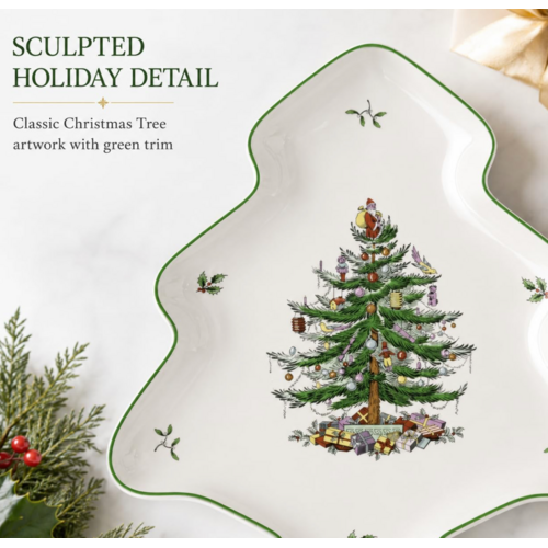 Spode Christmas Tree Dish Tree Shaped 14 Inch