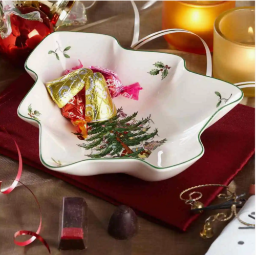 Spode Christmas Tree Dish Tree Shaped 14 Inch