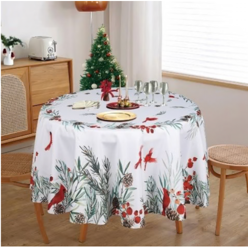 Texstyles Deco Tablecloth Majestic Cardinal Round 60 Inch Texstyles Deco Tablecloth Majestic Cardinal Round 60 Inch