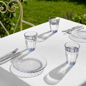 Texstyles Deco Tablecloth Ambiance White Round 60 Inch