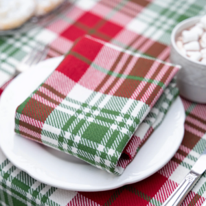 April Cornell Napkin Jingle Plaid Red