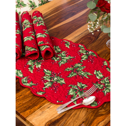 April Cornell Placemat Quilted Holly Red April Cornell Placemat Quilted Holly Red