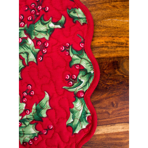 April Cornell Placemat Quilted Holly Red April Cornell Placemat Quilted Holly Red