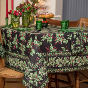 April Cornell Tablecloth Holly Black Round 70 Inch April Cornell Tablecloth Holly Black Round 70 Inch