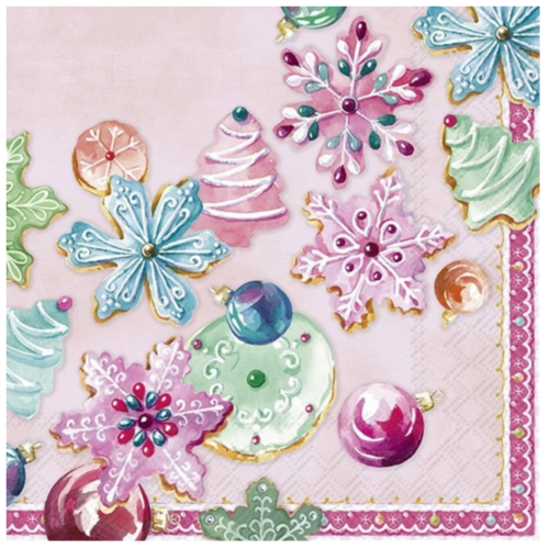 IHR Napkin Lunch Paper Sugar and Cookies Rose IHR Napkin Lunch Paper Sugar and Cookies Rose
