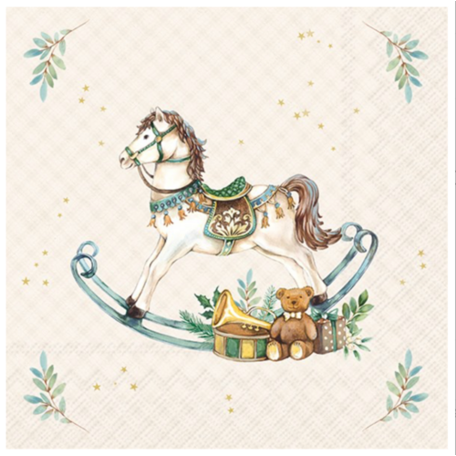 IHR Napkin Lunch Paper Nostalgic Rocking Horse IHR Napkin Lunch Paper Nostalgic Rocking Horse