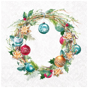 IHR Napkin Lunch Paper Christmas Wreath Light Grey IHR Napkin Lunch Paper Christmas Wreath Light Grey