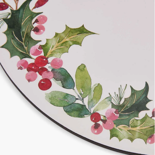 Pimpernel Placemats Round Christmas Holly Set of 4