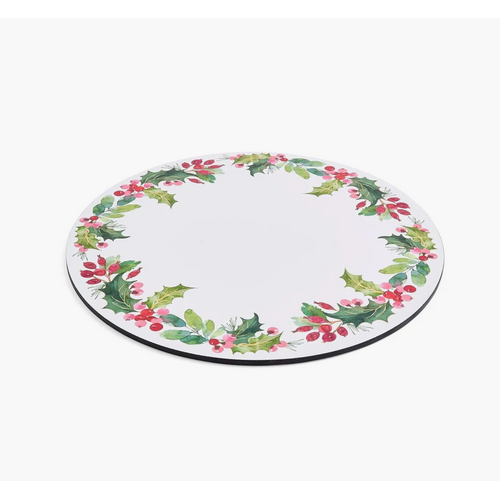 Pimpernel Placemats Round Christmas Holly Set of 4