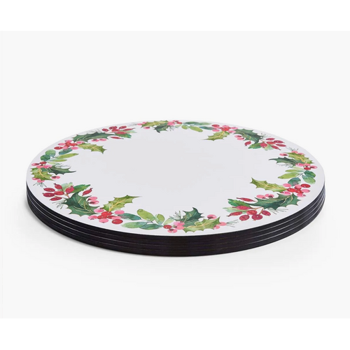 Pimpernel Placemats Round Christmas Holly Set of 4