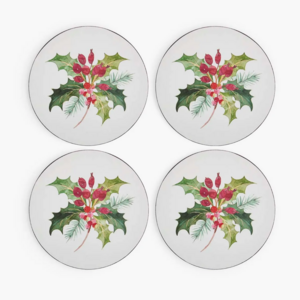Pimpernel Coasters Round Christmas Holly Set of 4 Pimpernel Coasters Round Christmas Holly Set of 4