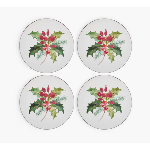 Pimpernel Coasters Round Christmas Holly Set of 4
