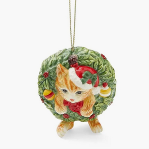 Spode Christmas Tree Kitten in Wreath Ornament Spode Christmas Tree Kitten in Wreath Ornament
