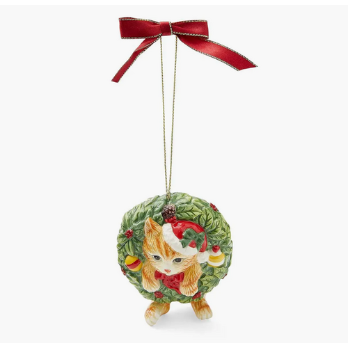 Spode Christmas Tree Kitten in Wreath Ornament Spode Christmas Tree Kitten in Wreath Ornament