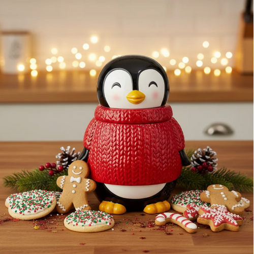 Danesco Penguin Sweater Cookie Jar