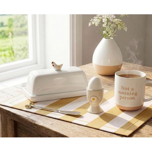 Abbott Butter Dish Rectangle White with Hen