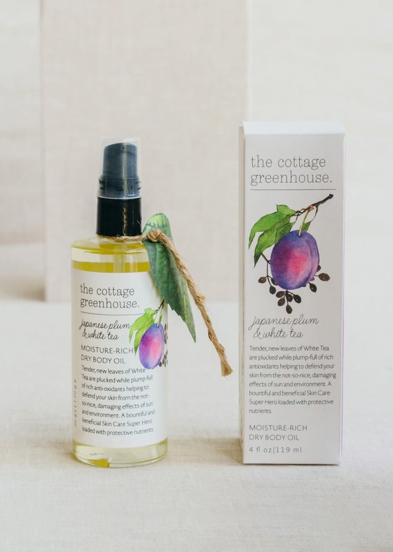 COTTAGE GREENHOUSE MOISTURE RICH DRY BODY OIL - JAPANESE PLUM & WHITE TEA