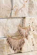 URBANISTA HOOP BEAD TASSLE EARRINGS - ROSE