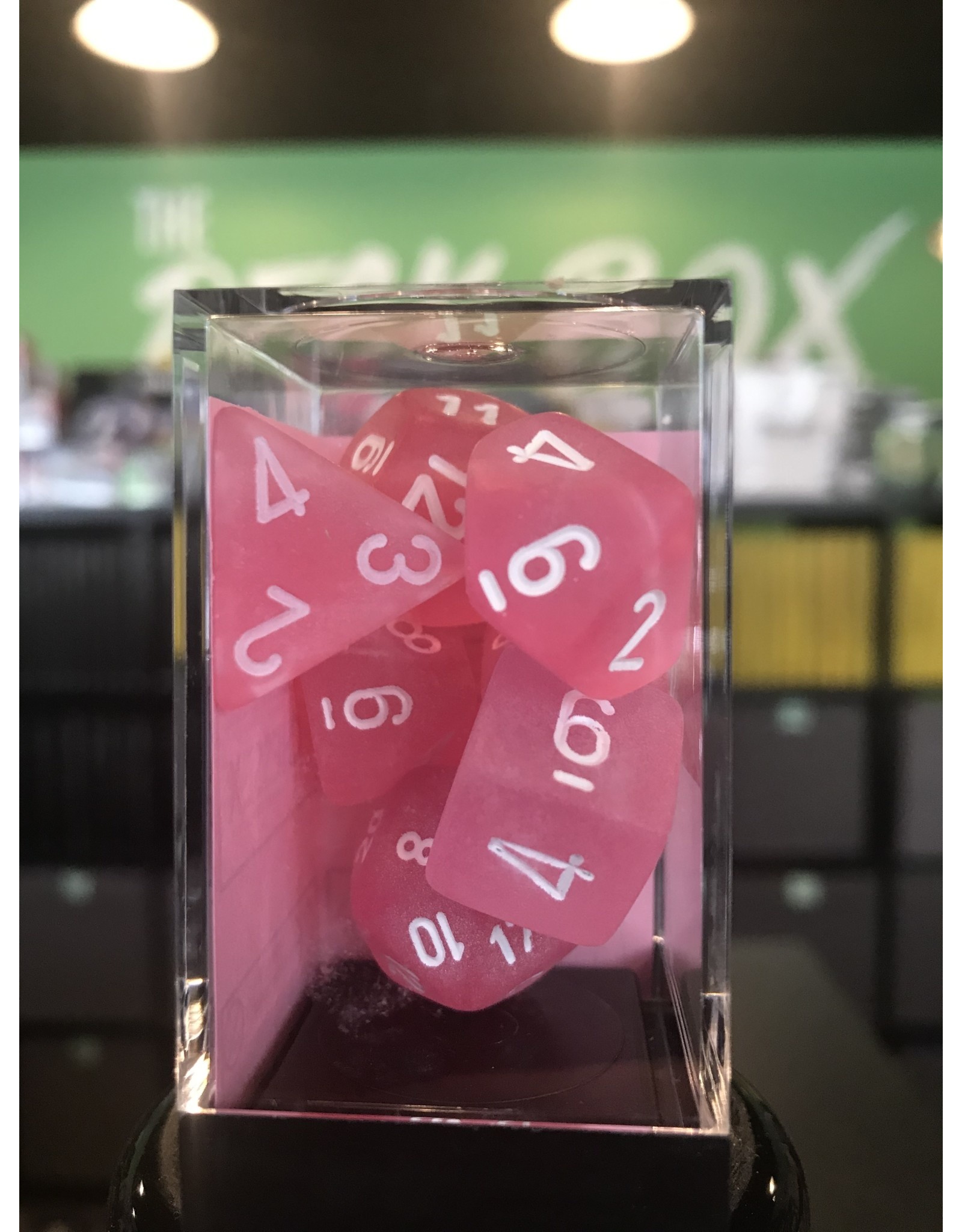 7- Dice Set FROSTED 7-DIE SET PINK/WHITE