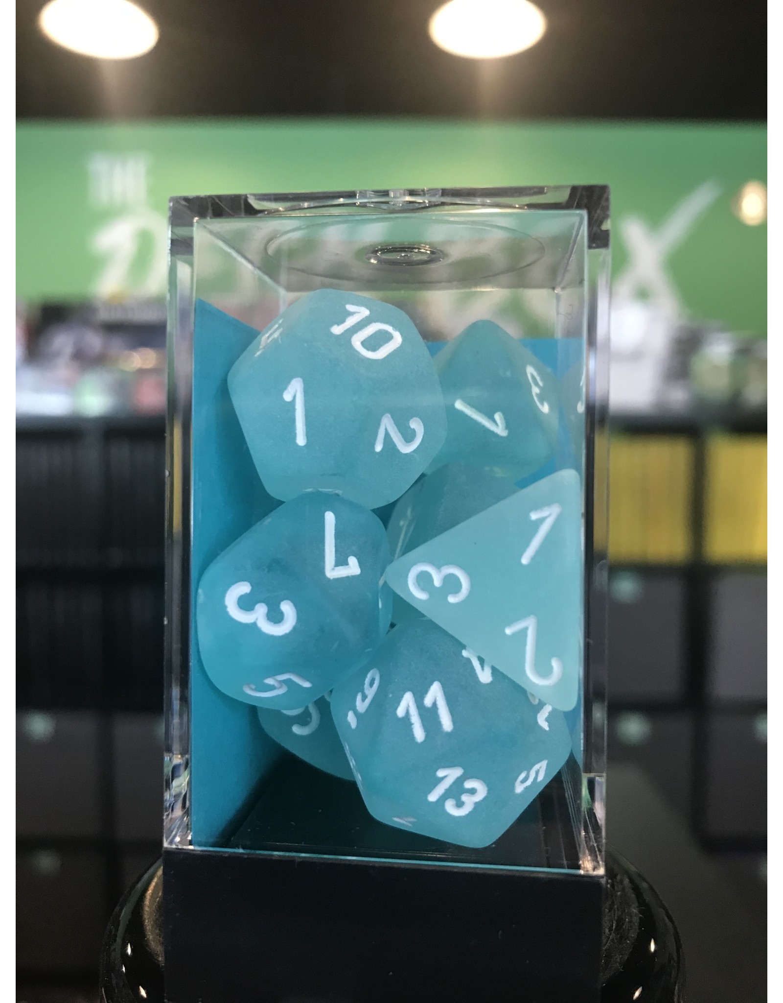 7- Dice Set FROSTED 7-DIE SET TEAL/WHITE