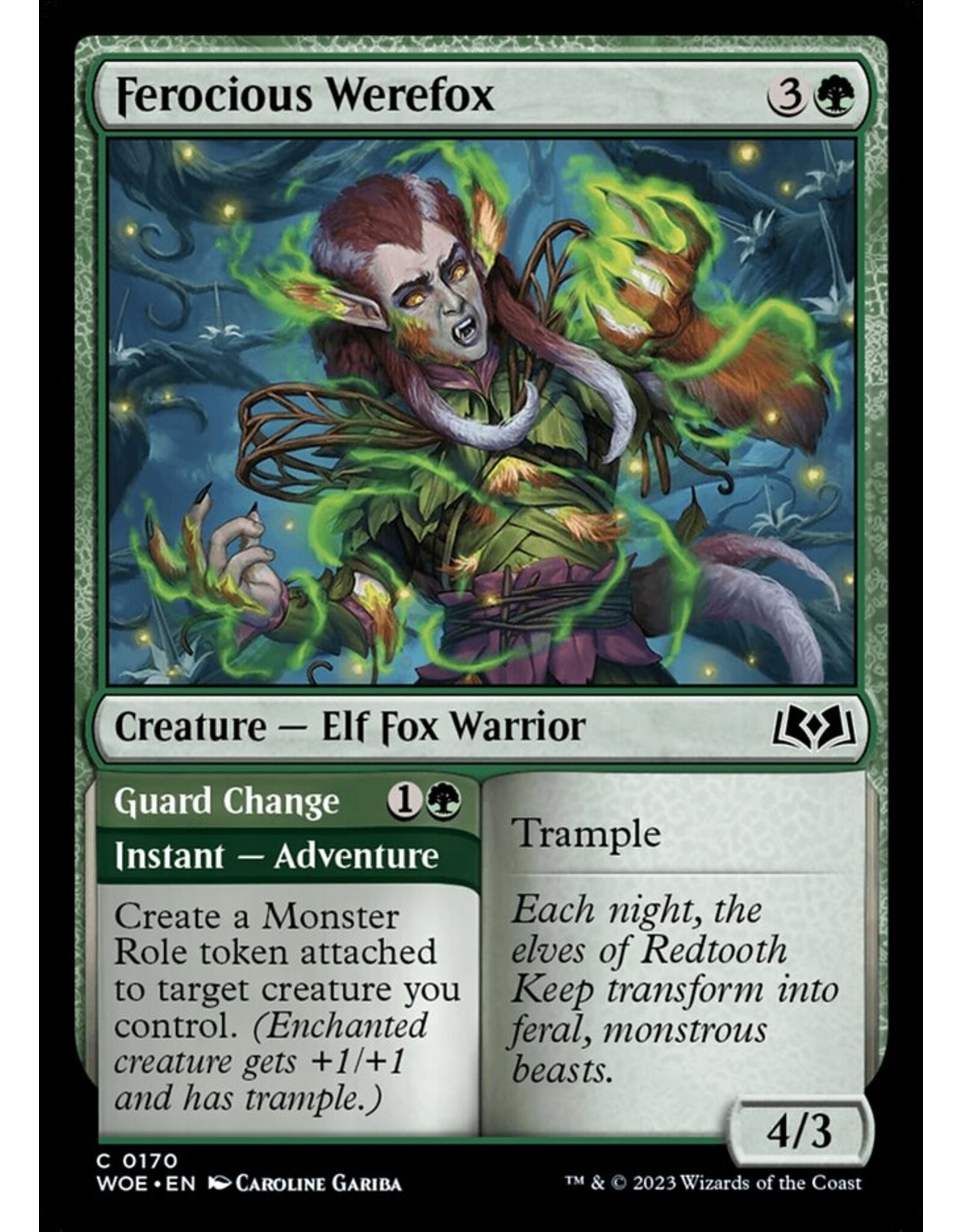 Magic Ferocious Werefox // Guard Change  (WOE)