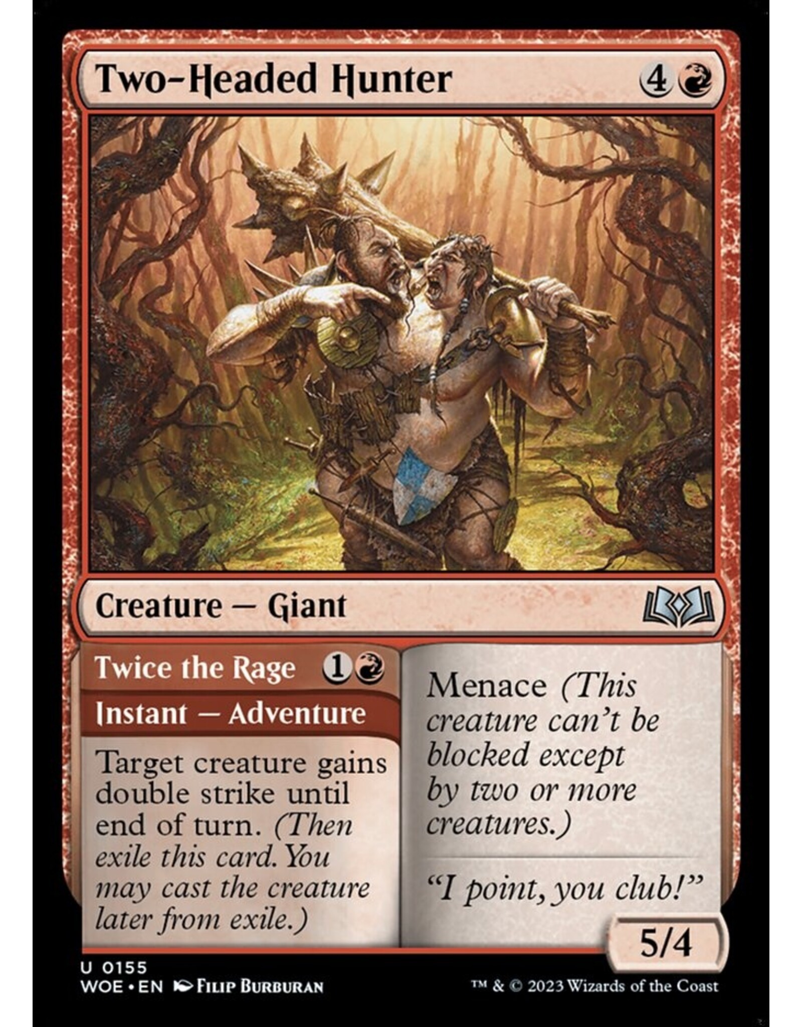 Magic Two-Headed Hunter // Twice the Rage  (WOE)