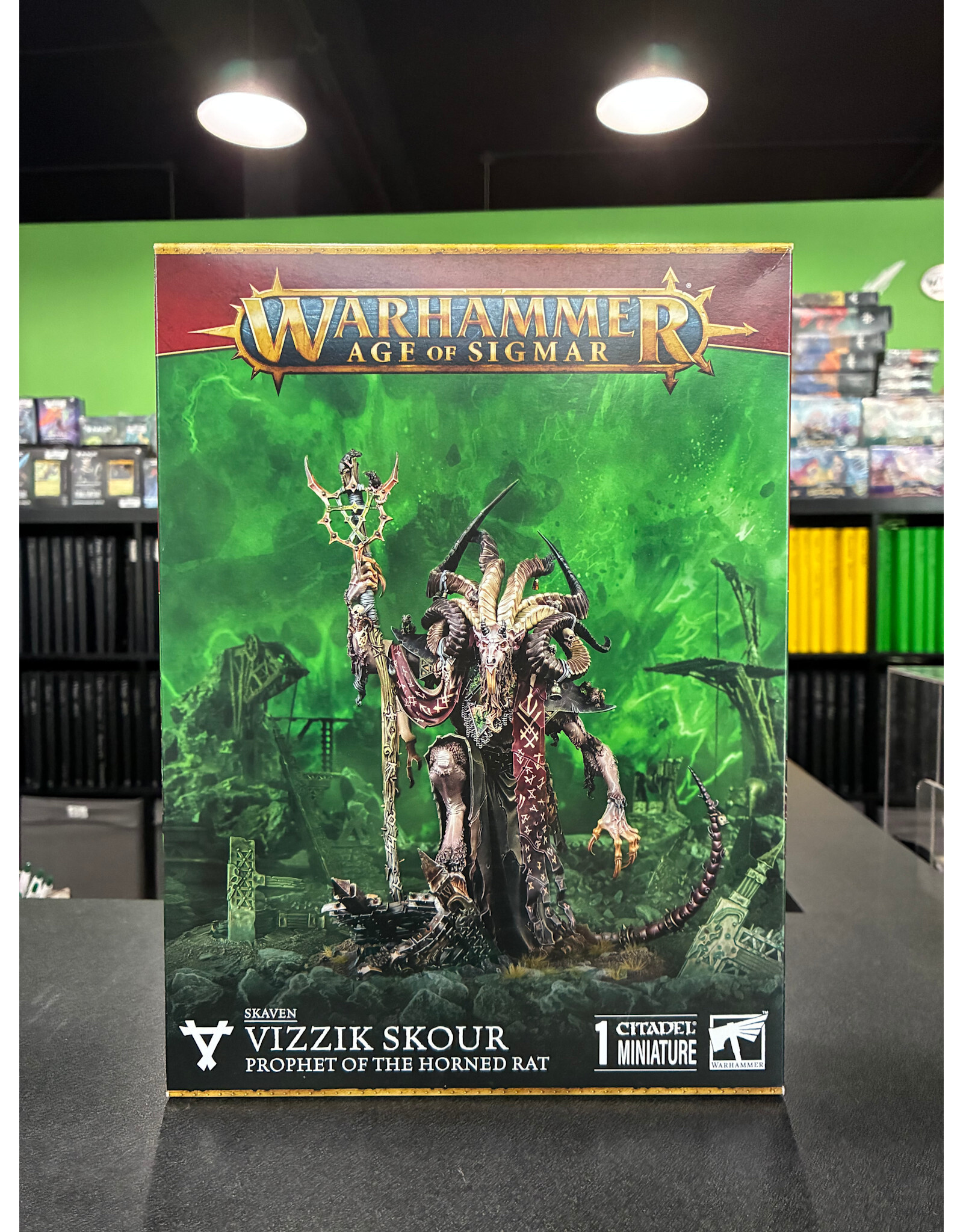 SKAVEN: VIZZIK SKOUR PROPHET HORNED RAT
