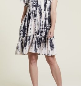 Tribal S/S TIERED DRESS W/TIE-FLAX