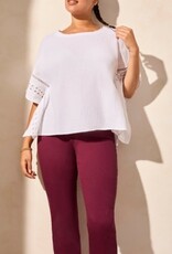 Tribal KAFTAN BLOUSE W/ FANCY TRIMS-WHITE