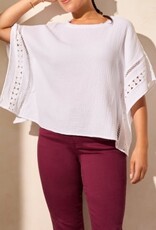 Tribal KAFTAN BLOUSE W/ FANCY TRIMS-WHITE