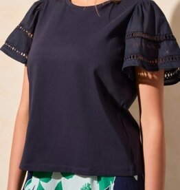 Tribal FLUTTER SLEEVE TOP-JET BLUE