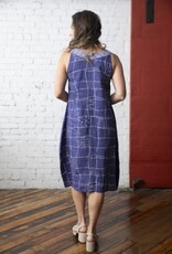 Habitat Clothes to Live In LINEN PRINT GRID MUSEUM DRESS S25O
