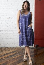 Habitat Clothes to Live In LINEN PRINT GRID MUSEUM DRESS S25O