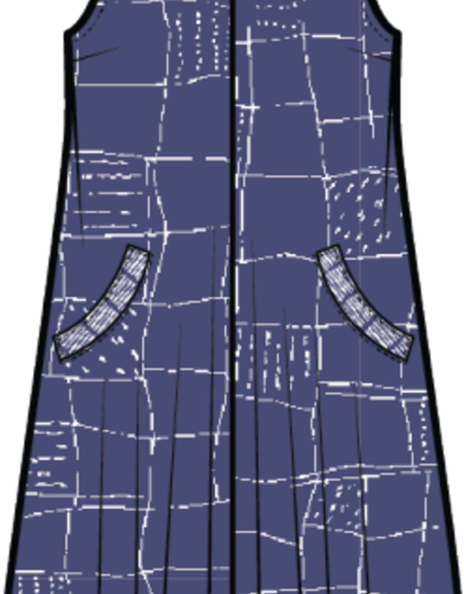 Habitat Clothes to Live In LINEN PRINT GRID MUSEUM DRESS S25O