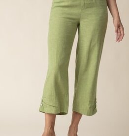 Habitat Clothes to Live In LINEN SOLID PLEAT BUTTON CAPRI S25H