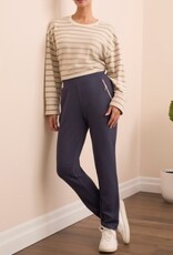 Tribal TECHNO LUX - SCUBA KNIT CONTRAST TRIM PULL-ON ANKLE PANTS-SAPPHIRE