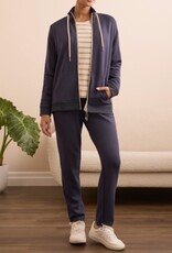 Tribal TECHNO LUX - SCUBA KNIT TEXTURED MOCK NECK CARDIGAN-SAPPHIRE