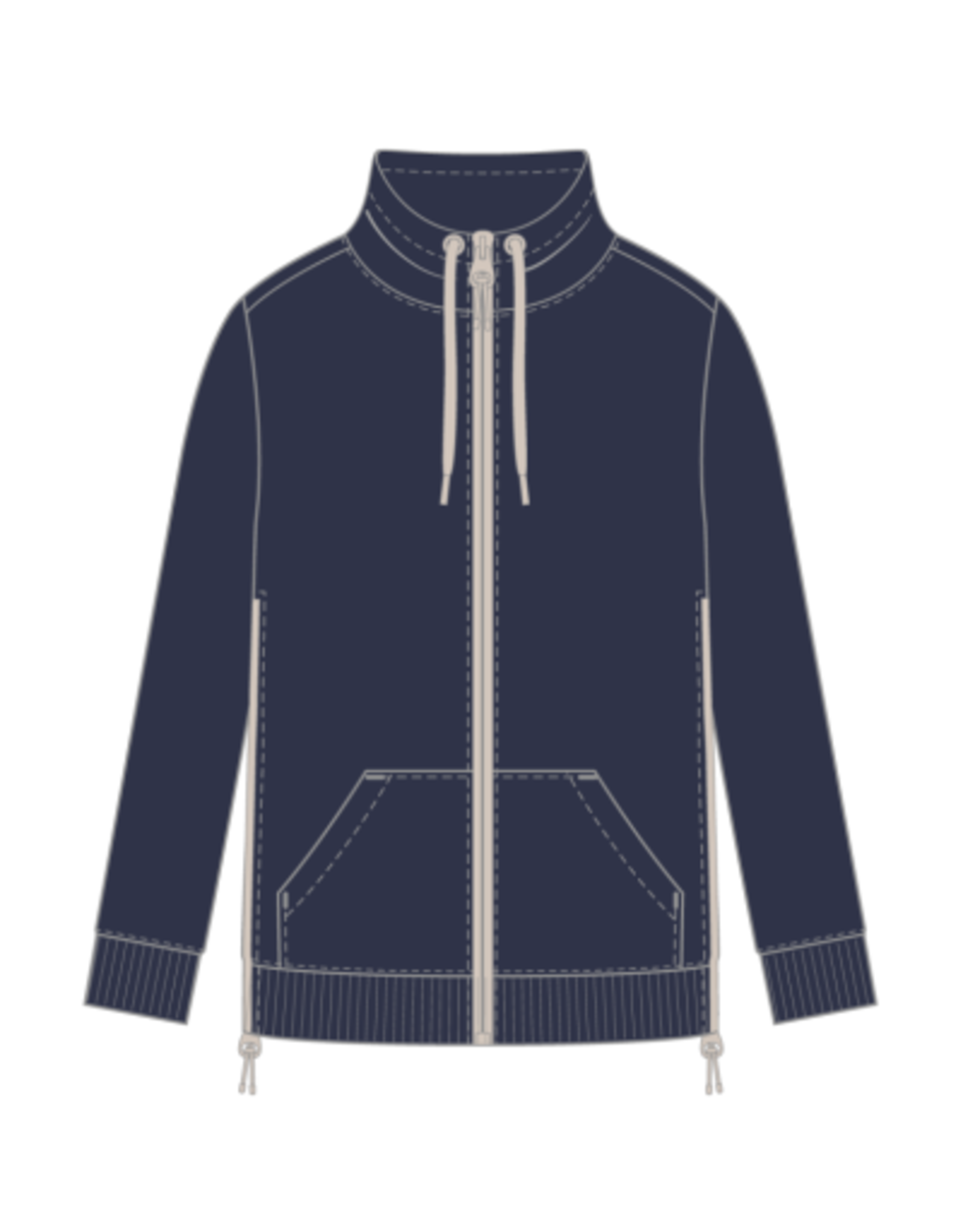 Tribal TECHNO LUX - SCUBA KNIT TEXTURED MOCK NECK CARDIGAN-SAPPHIRE