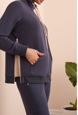 Tribal TECHNO LUX - SCUBA KNIT TEXTURED MOCK NECK CARDIGAN-SAPPHIRE