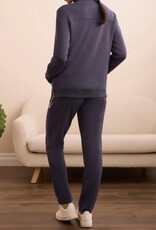 Tribal TECHNO LUX - SCUBA KNIT TEXTURED MOCK NECK CARDIGAN-SAPPHIRE