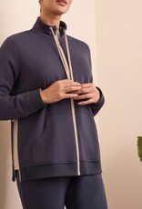 Tribal TECHNO LUX - SCUBA KNIT TEXTURED MOCK NECK CARDIGAN-SAPPHIRE