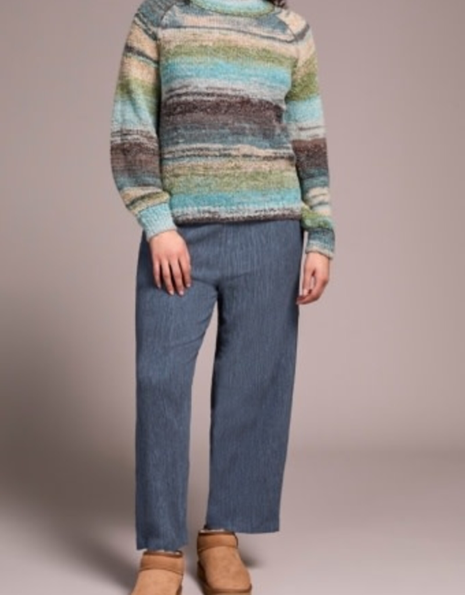Tribal L/S MOCK NK SWEATER-AQUAHAZE