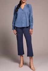 Tribal L/S BLOUSE W/ APPLIQUE ON SLV-SLATEBLUE