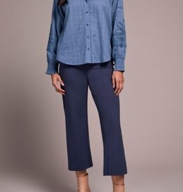 Tribal L/S BLOUSE W/ APPLIQUE ON SLV-SLATEBLUE