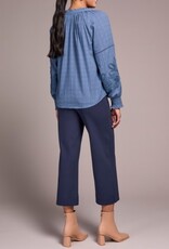 Tribal L/S BLOUSE W/ APPLIQUE ON SLV-SLATEBLUE