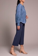 Tribal L/S BLOUSE W/ APPLIQUE ON SLV-SLATEBLUE
