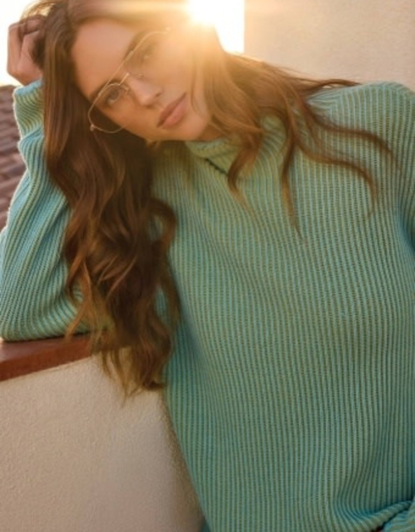 Tribal L/S FUNNEL NK SWEATER-MISTBLUE
