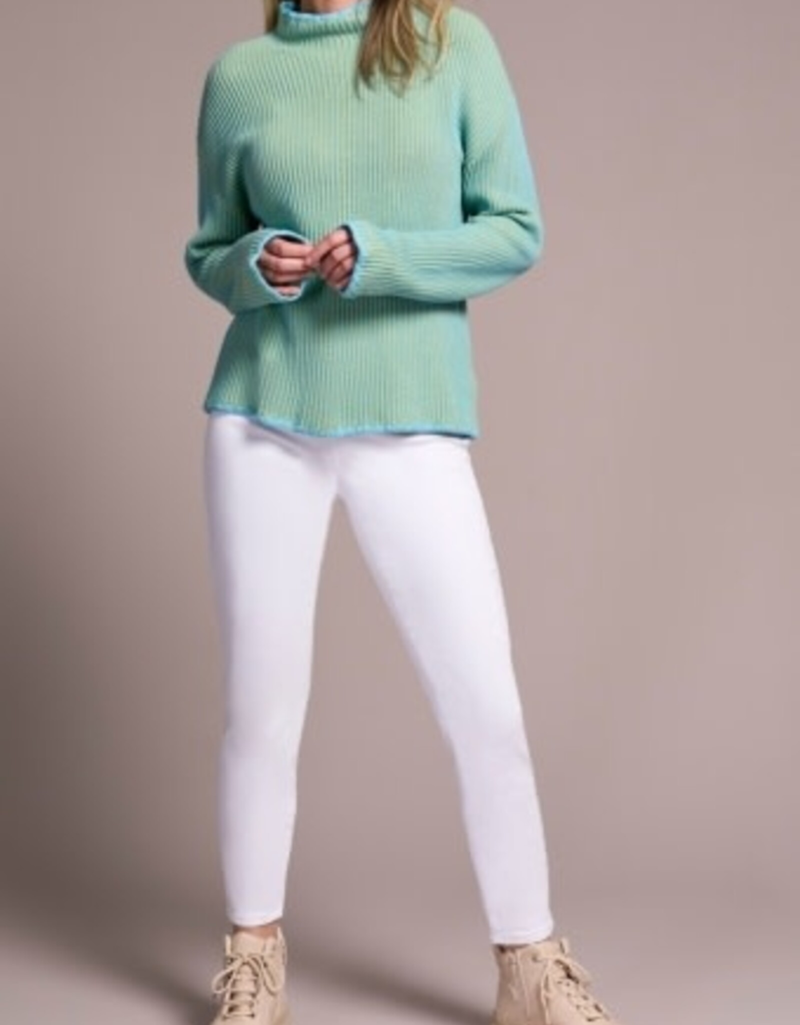 Tribal L/S FUNNEL NK SWEATER-MISTBLUE