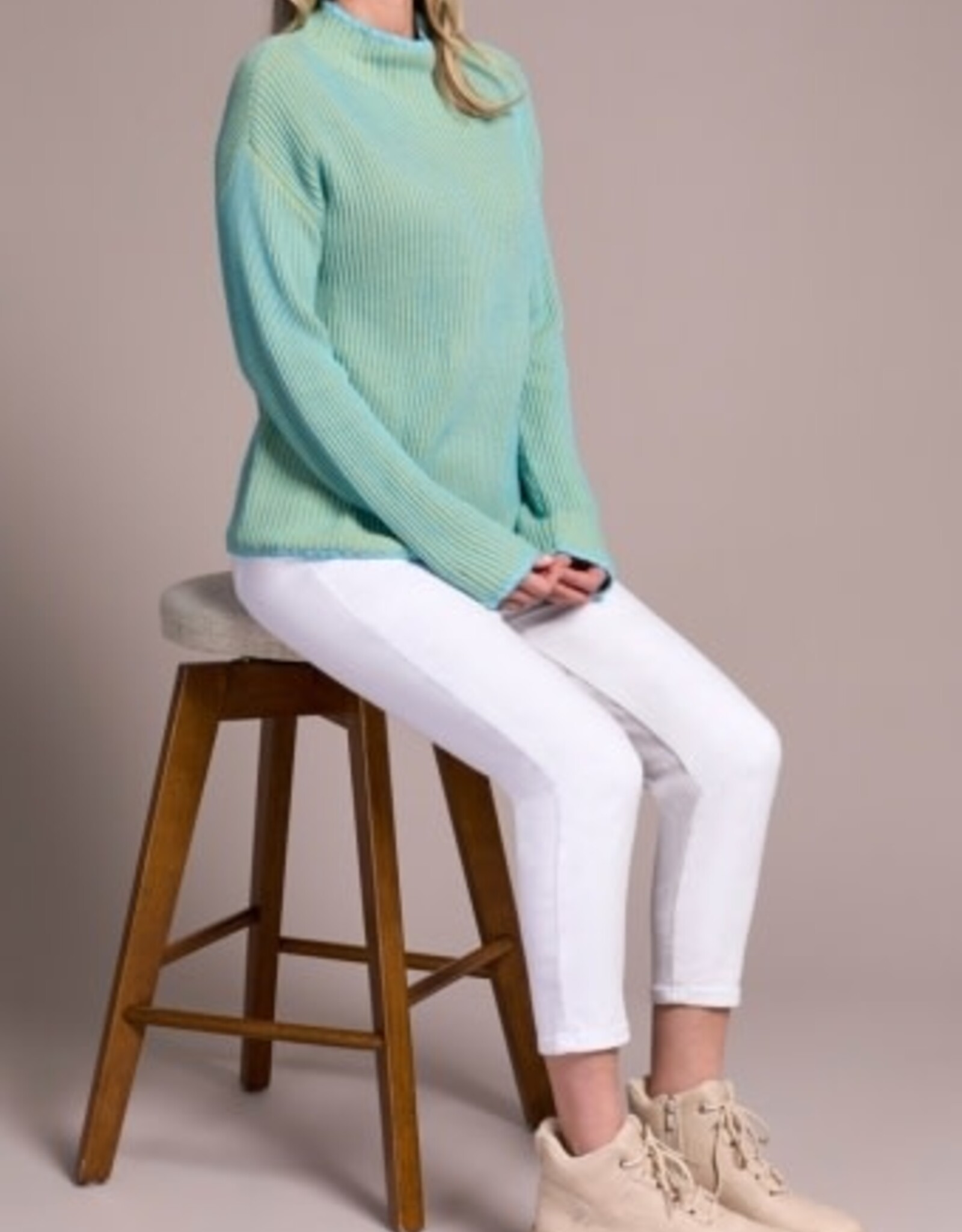 Tribal L/S FUNNEL NK SWEATER-MISTBLUE